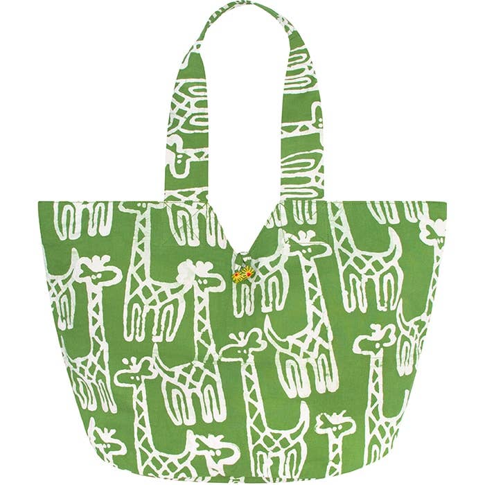 Basket Tote Bag: Giraffe - Olive-Organic