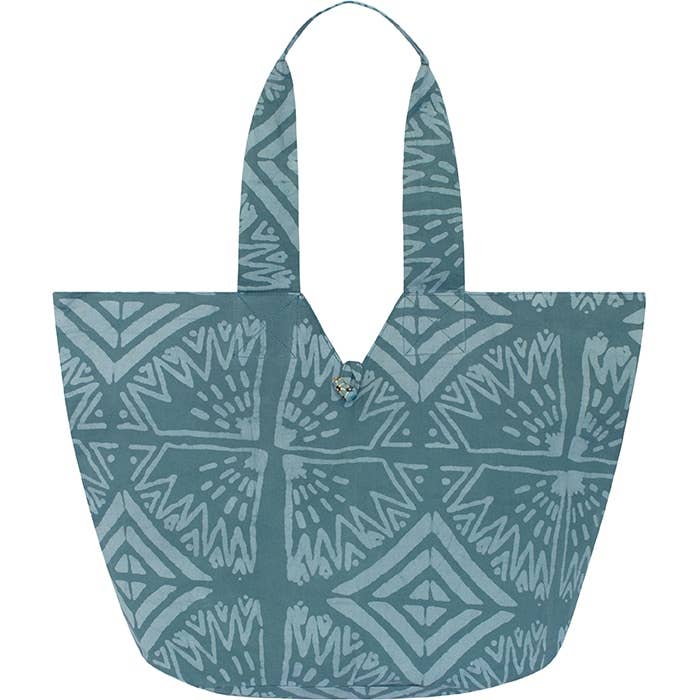 Basket Tote Bag: Radiance - Teal-Organic