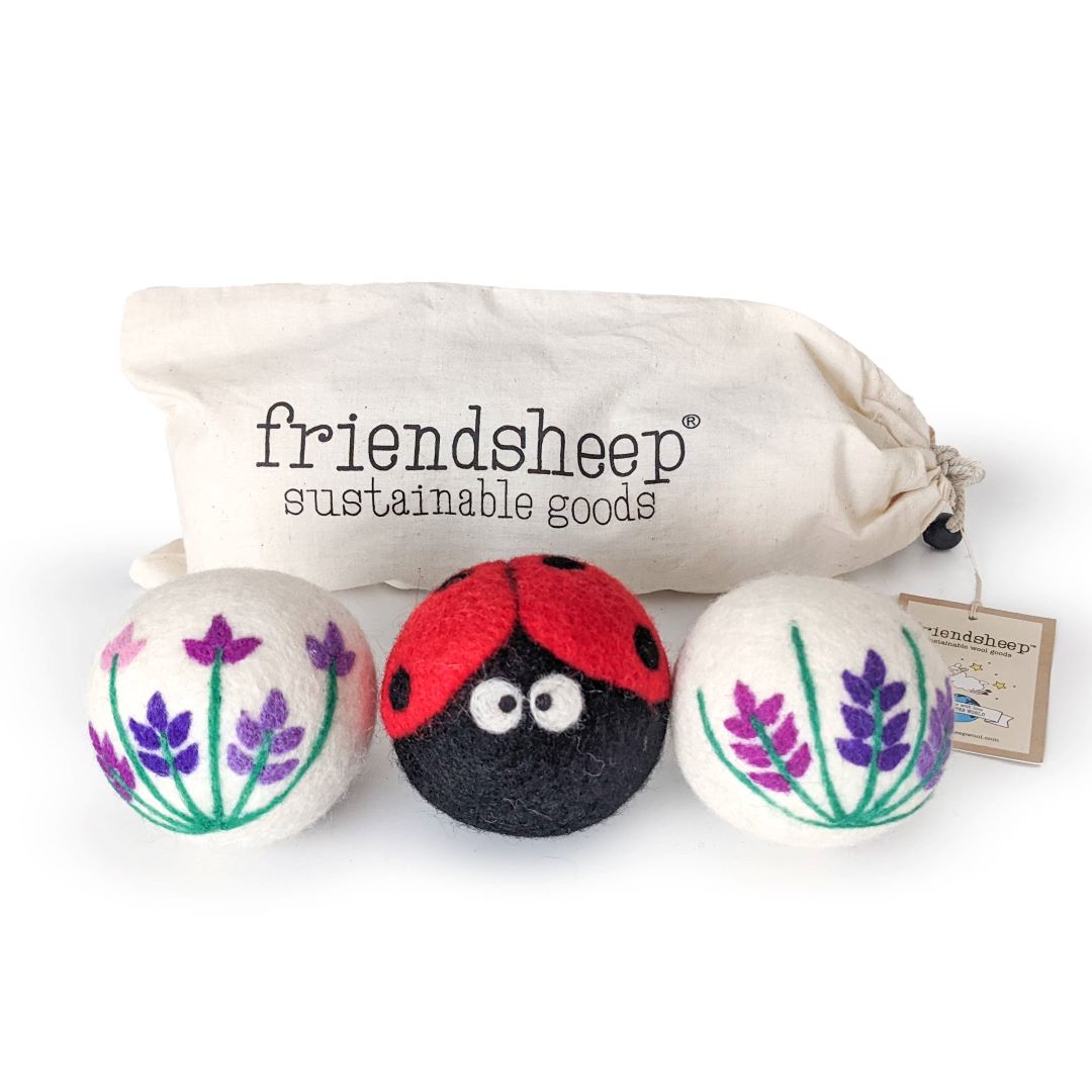 Eco Dryer Balls - Lavender Fields Set of 3, LADYBUG with bag, New Zealand