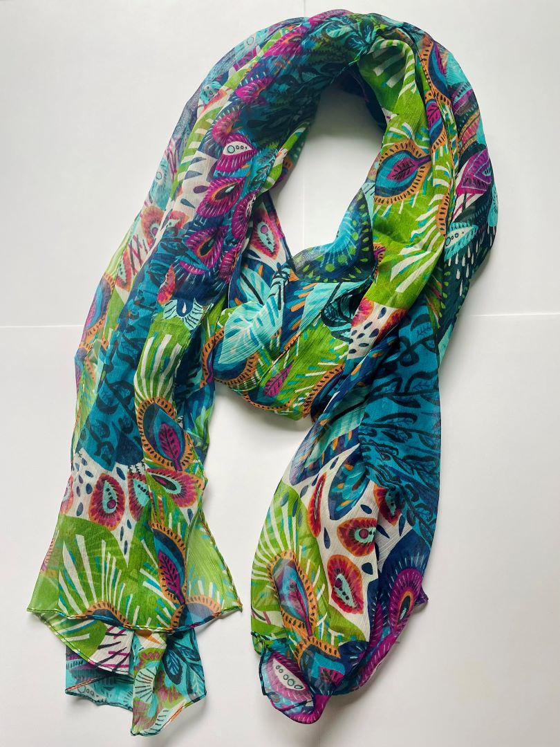 Peacock Pattern Scarf, India