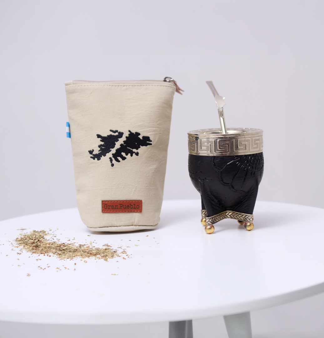 Malvinas Islands Yerba Mate Bag – Handmade, Waterproof, Leather Detail, Yerbero, Argentina