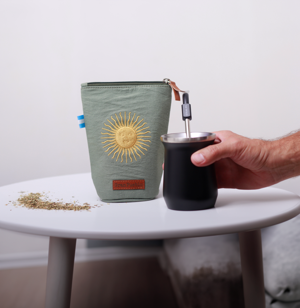 Sun of May Yerba Mate Bag – Handmade, Waterproof, Leather Detail, Yerbero, Argentina