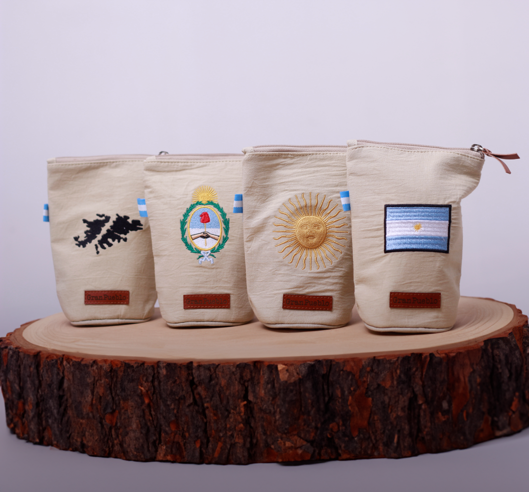 Sun of May Yerba Mate Bag – Handmade, Waterproof, Leather Detail, Yerbero, Argentina