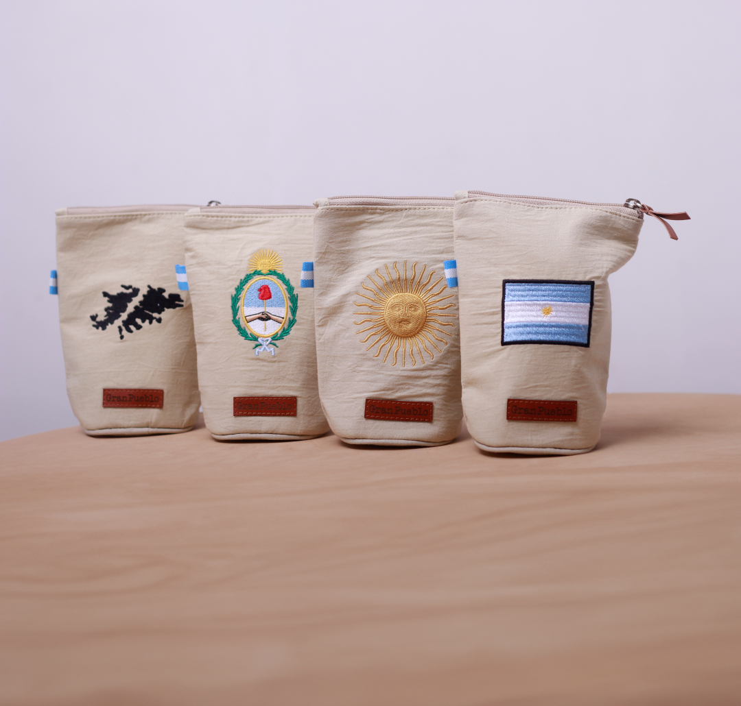 Sun of May Yerba Mate Bag – Handmade, Waterproof, Leather Detail, Yerbero, Argentina