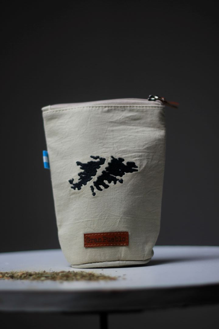 Malvinas Islands Yerba Mate Bag – Handmade, Waterproof, Leather Detail, Yerbero, Argentina