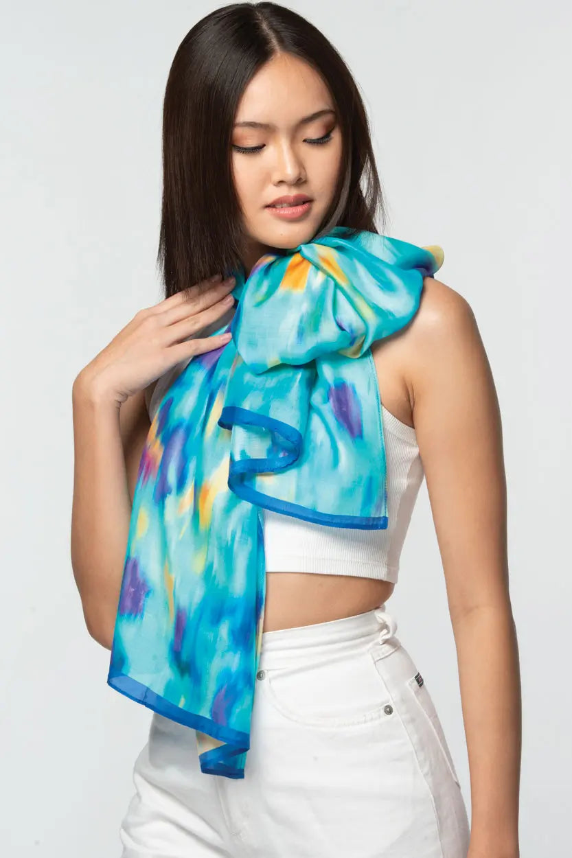 Cupro Scarf / Turquoise Rishika, India