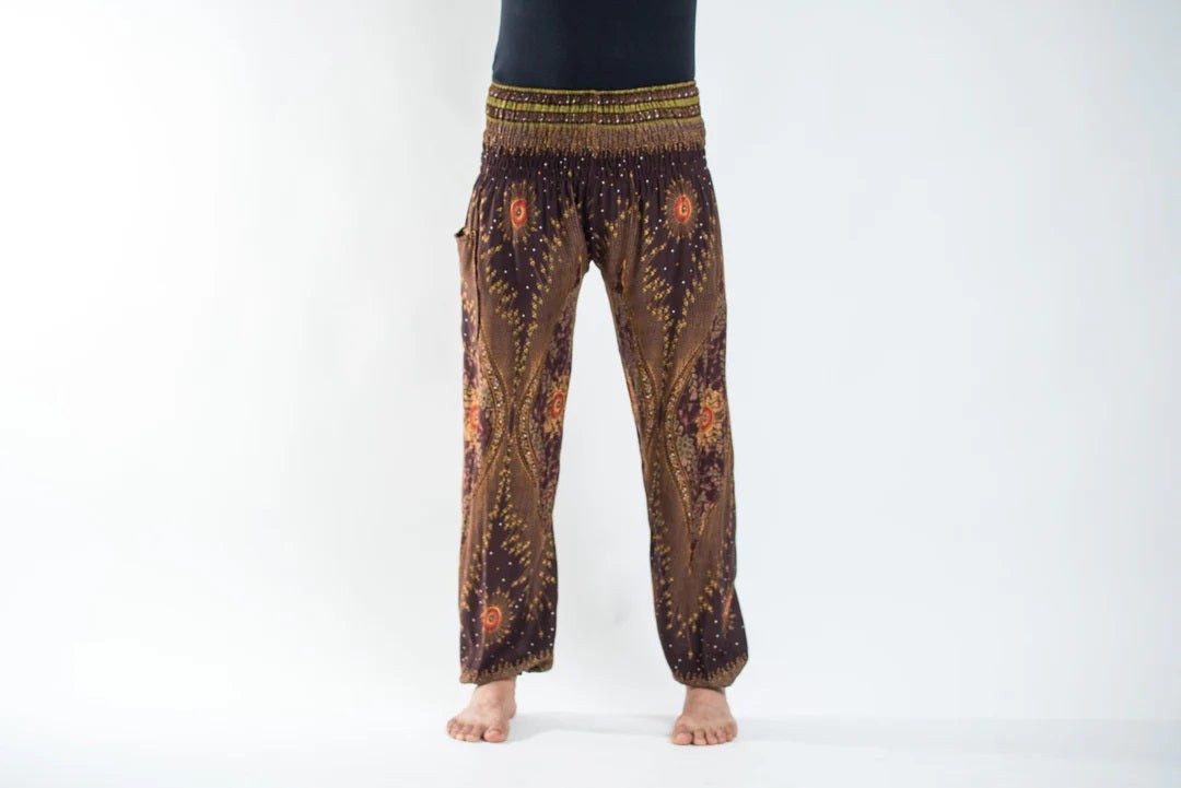Peacock Eye in Brown / Unisex Harem Pants, Thailand