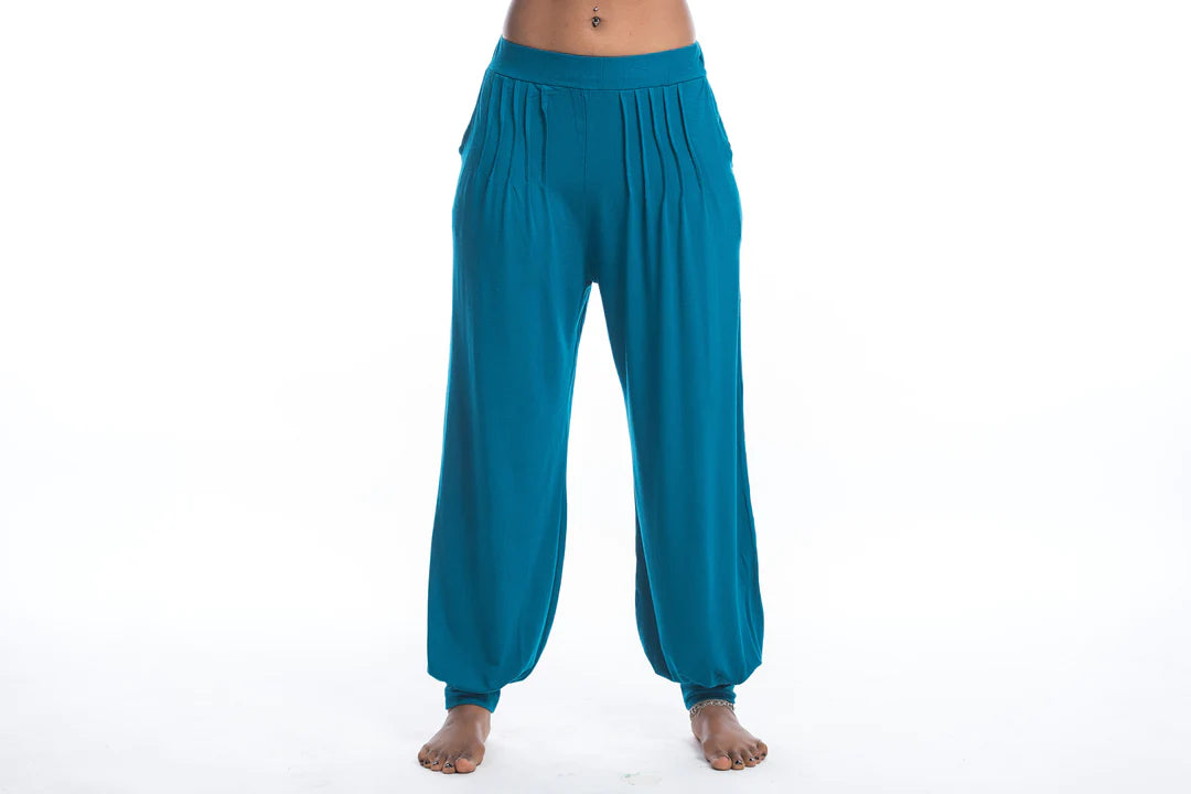 Spandex Cotton Harem Pant - Solid Blue, Thailand