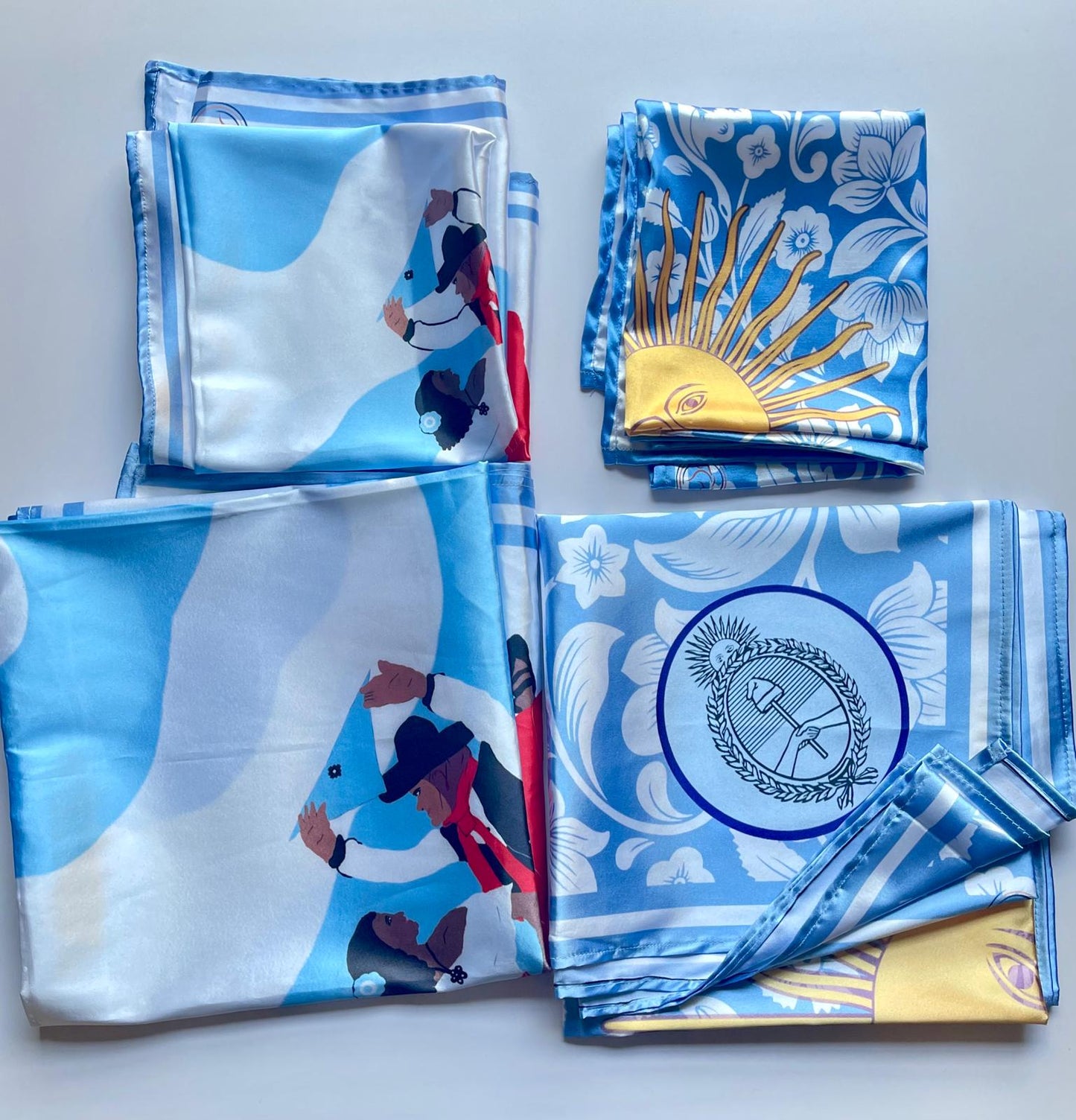 Argentine Silk Scarf – Sol de Mayo & Folklore Dance-Bandana-Argentina Flag Shawl