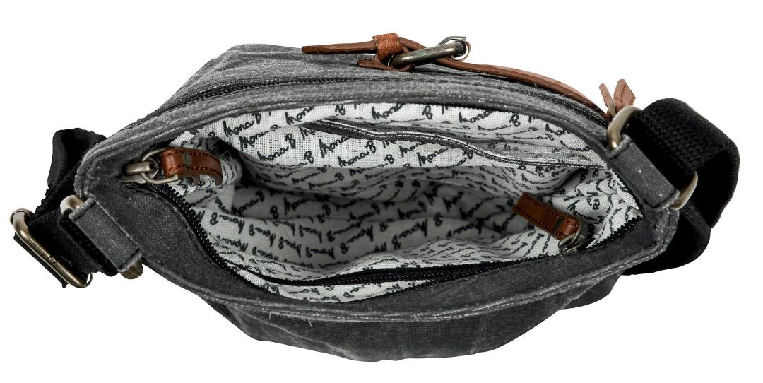 Unisex Crossbody Bag with Upcycled Canvas & Leather, India