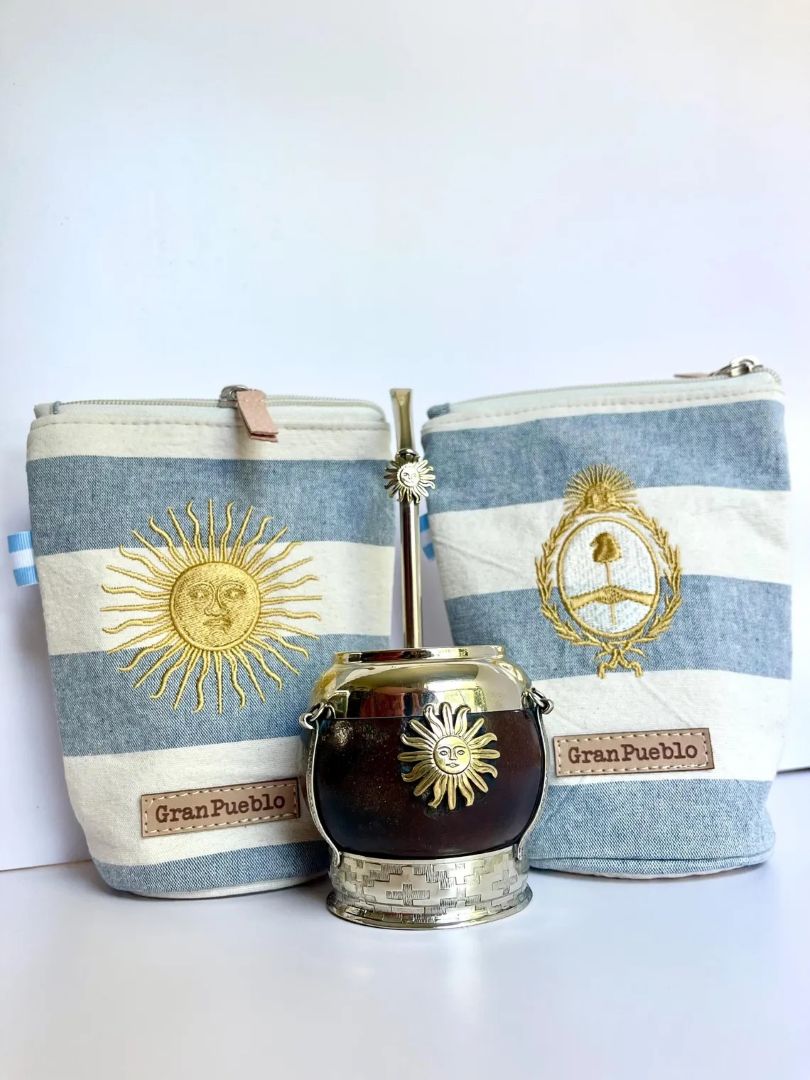 Vintage Argentine Yerbero-Golden COAT OF ARMS / Escudo Embroidery, Argentina