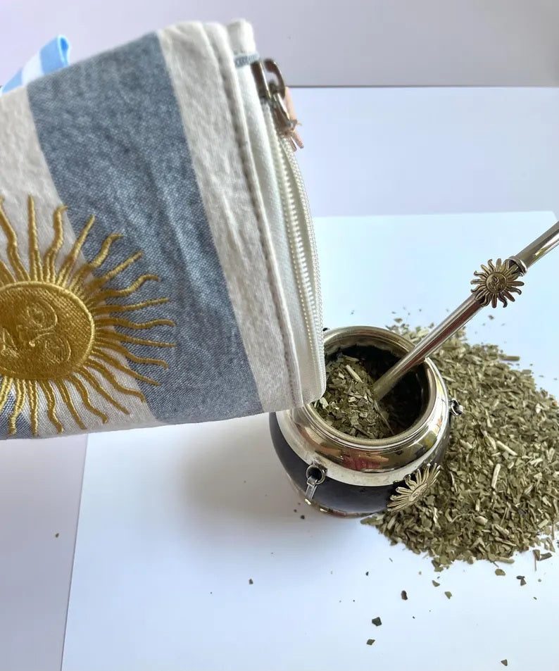 Vintage Argentine Yerbero-Golden Sun of May/ Sol de Mayo Embroidery-Argentina