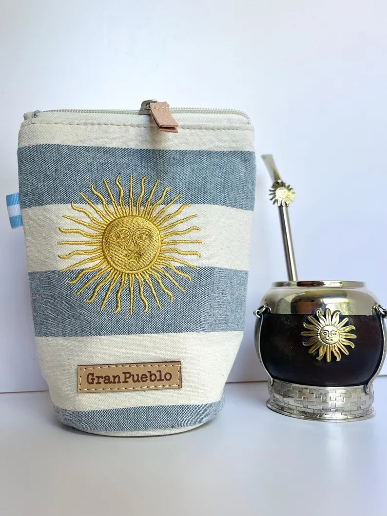 Vintage Argentine Yerbero-Golden Sun of May/ Sol de Mayo Embroidery-Argentina