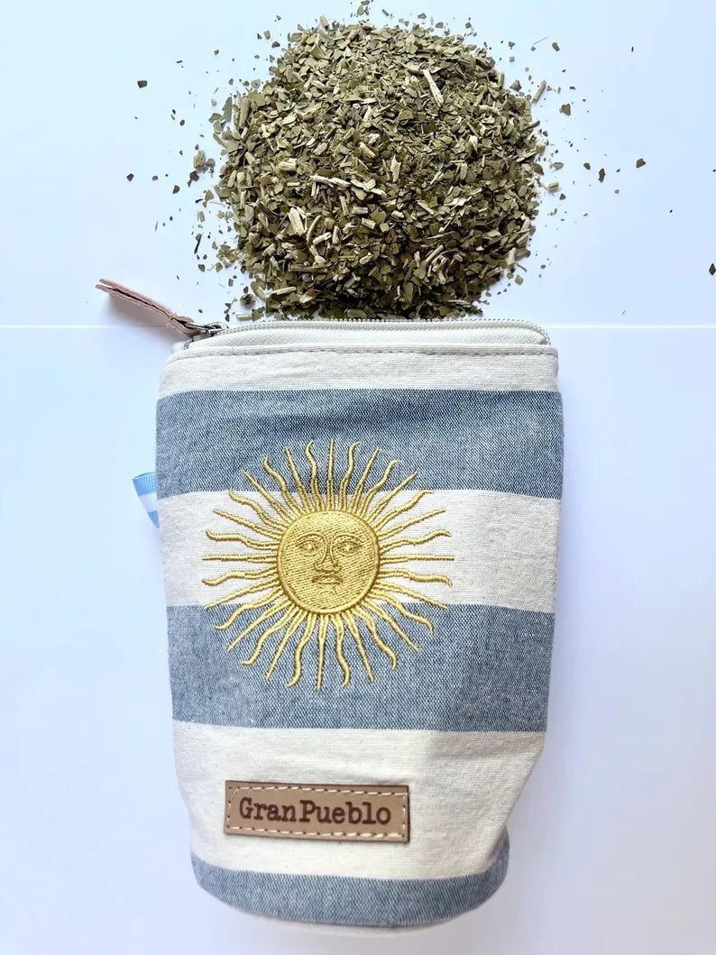 Vintage Argentine Yerbero-Golden Sun of May/ Sol de Mayo Embroidery-Argentina