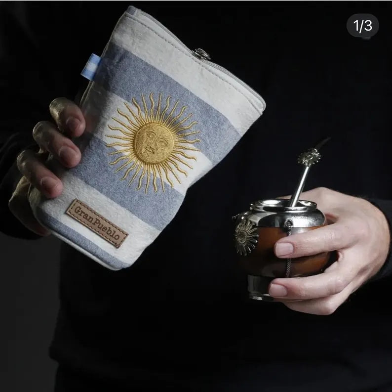 Vintage Argentine Yerbero-Golden Sun of May/ Sol de Mayo Embroidery-Argentina