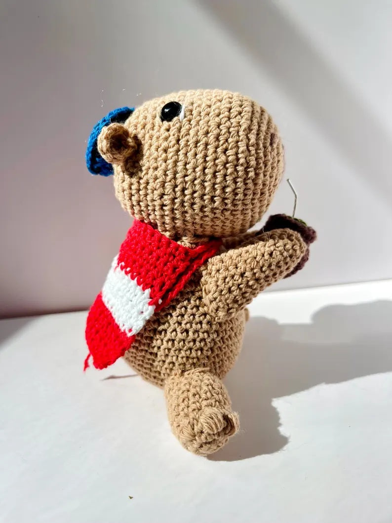 Handmade Argentine Carpincho / Light Brown /Amigurumi/Boca,River,Argentina