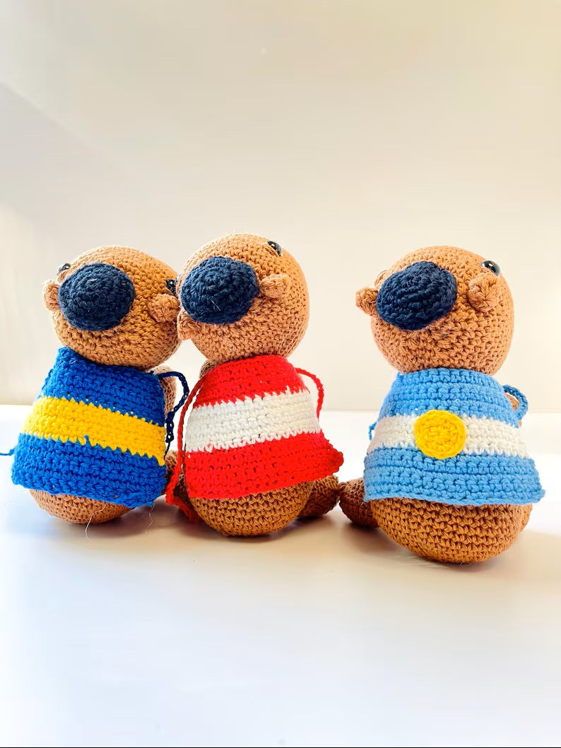 Handmade Argentine Carpincho / Brown /Amigurumi/Boca,River,Argentina