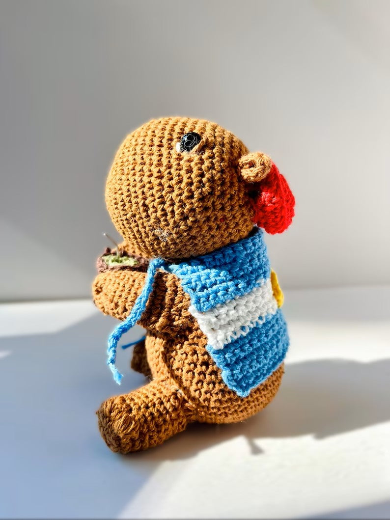 Handmade Argentine Carpincho / Brown /Amigurumi/Boca,River,Argentina