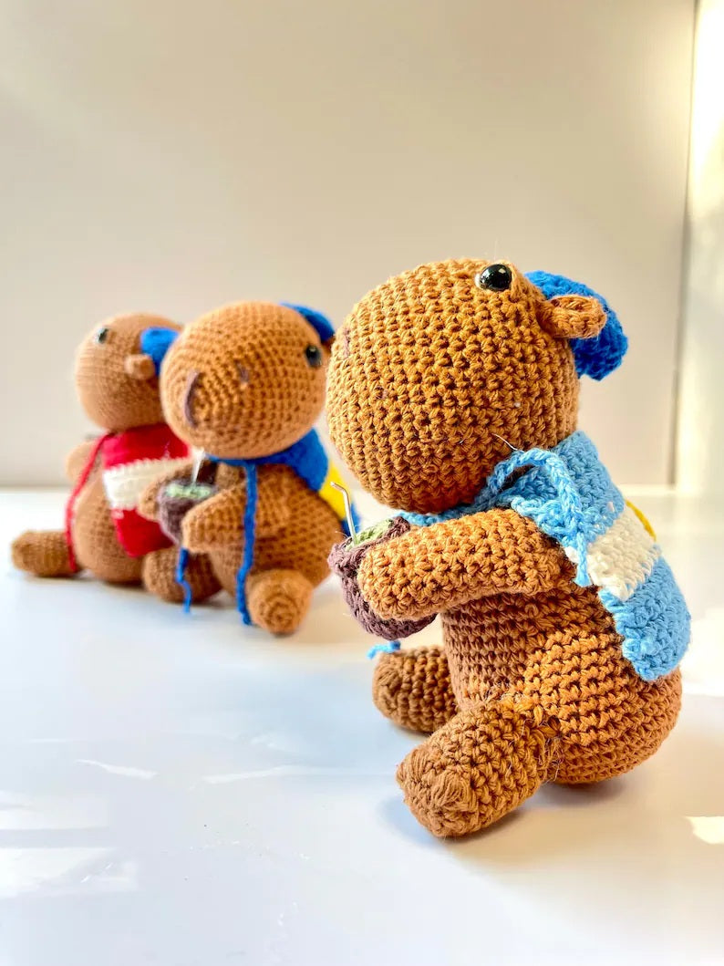 Handmade Argentine Carpincho / Brown /Amigurumi/Boca,River,Argentina