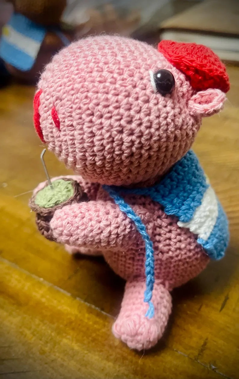 Handmade Argentine Carpincho / PINK /Amigurumi/Boca,River,Argentina