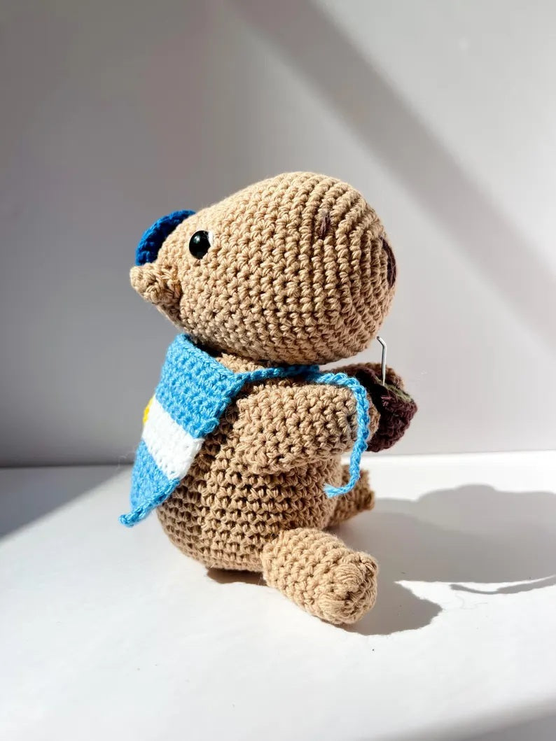 Handmade Argentine Carpincho / Light Brown /Amigurumi/Boca,River,Argentina