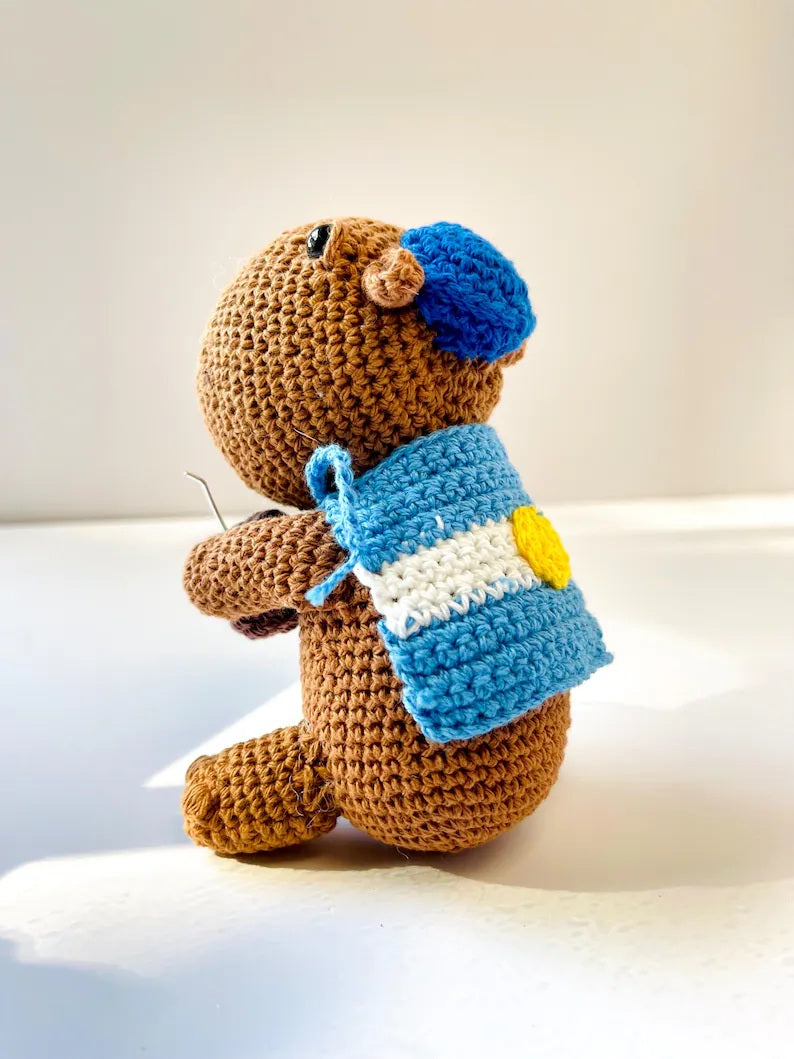 Handmade Argentine Carpincho / Brown /Amigurumi/Boca,River,Argentina
