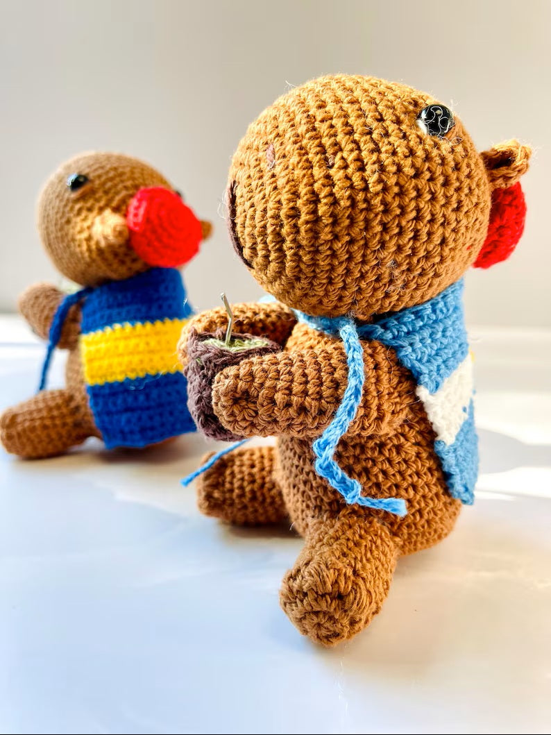 Handmade Argentine Carpincho / Brown /Amigurumi/Boca,River,Argentina