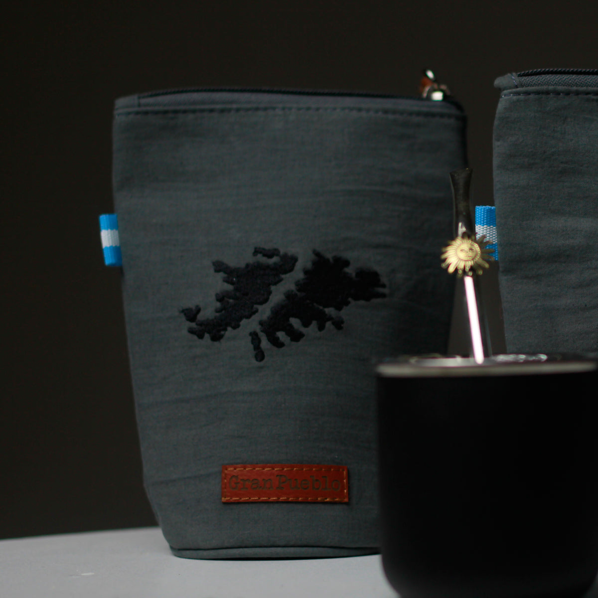 Malvinas Islands Yerba Mate Bag – Handmade, Waterproof, Leather Detail, Yerbero, Argentina