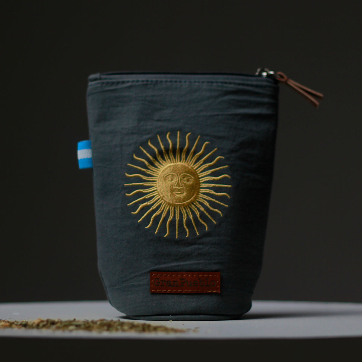 Sun of May Yerba Mate Bag – Handmade, Waterproof, Leather Detail, Yerbero, Argentina