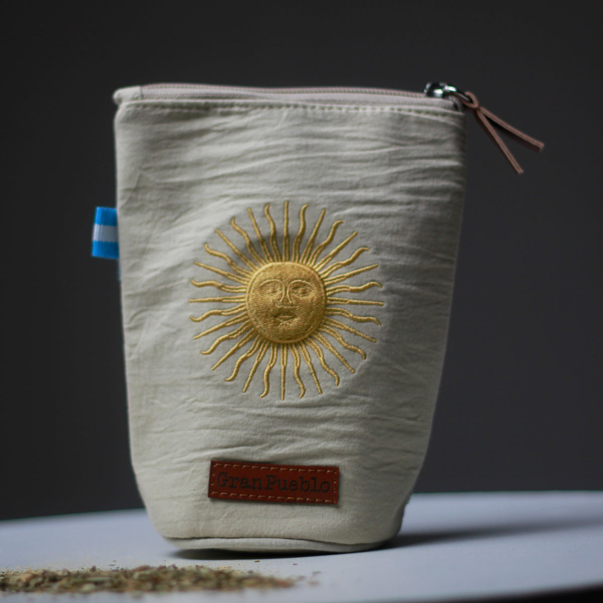 Sun of May Yerba Mate Bag – Handmade, Waterproof, Leather Detail, Yerbero, Argentina