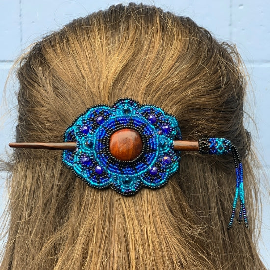 Beaded Crystal - Leather Hair Slide, Guatemala
