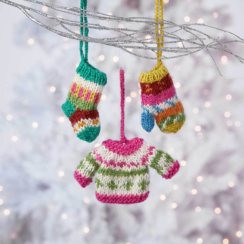 Knit Ornament Set of 3 - All Bundled Up, Nepal