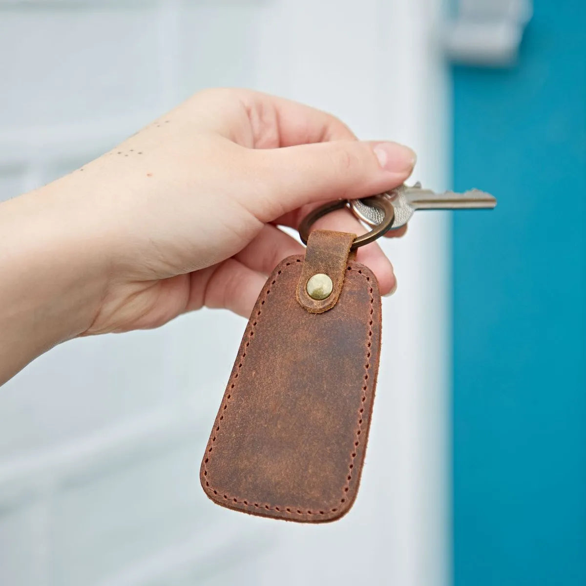 Buffalo Leather Tag Keyring, Nepal