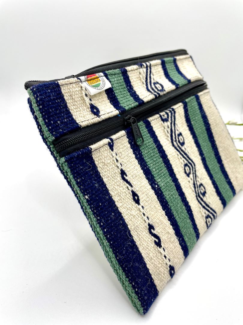 Clutch Aguayo Bag - Black / Teal, Bolivia