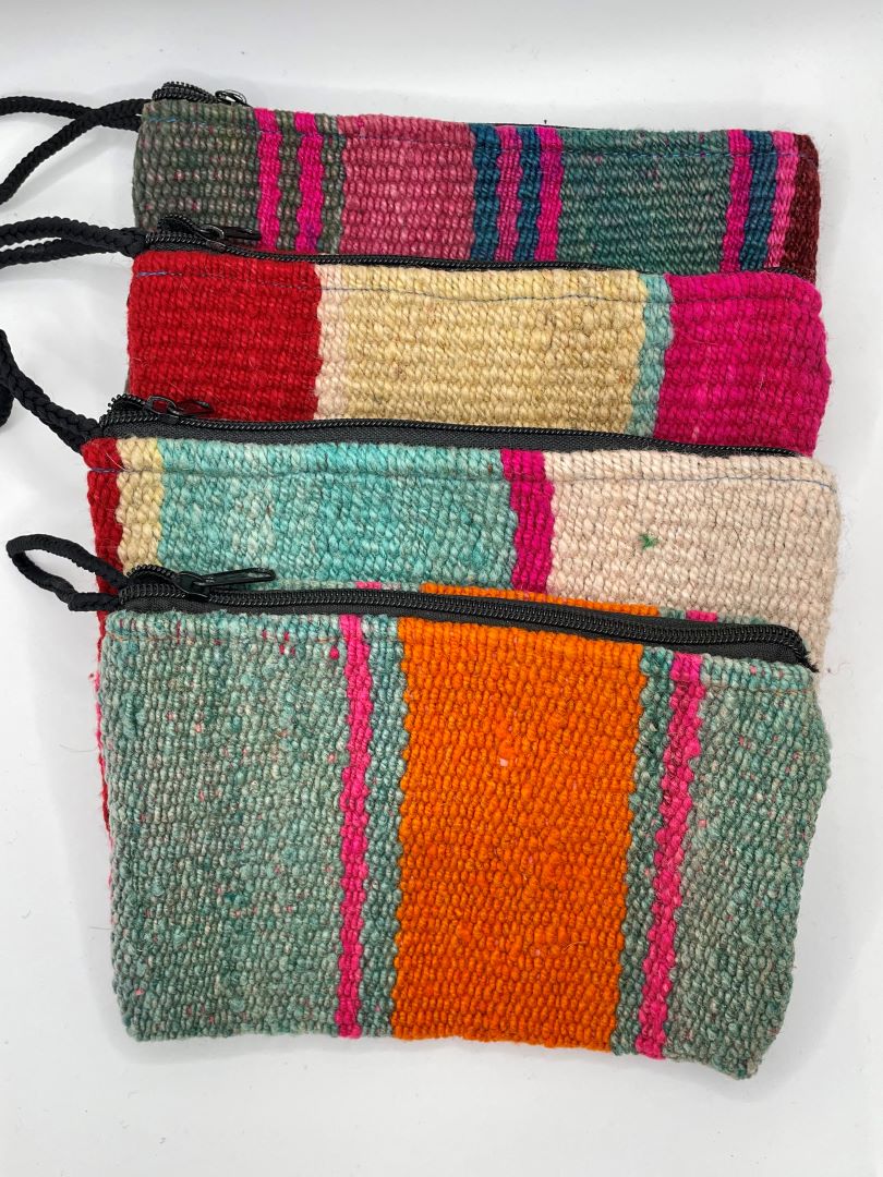 Aguayo Clutch, Hand woven Accessories Bag, Orange/ Light Teal, Bolivia/Peru