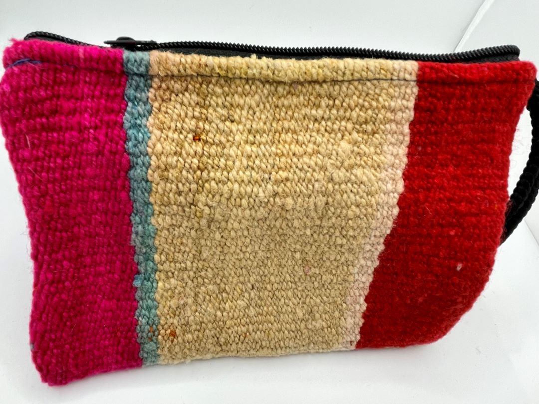 Aguayo Clutch, Red and Natural Hand woven Accessories Bag, Bolivia