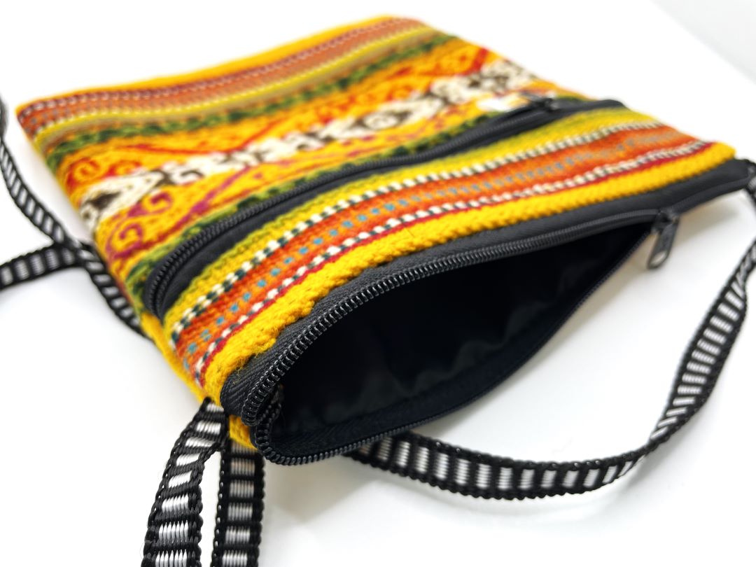 Handcrafted Mustard Cross Body / Passport Bag, Bolivia