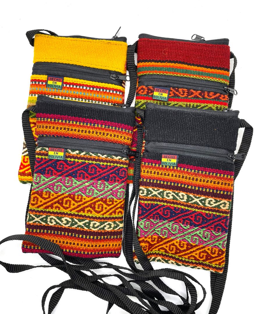 Bolivian Cellphone Crossbody Bag/Case - Rainbow Red
