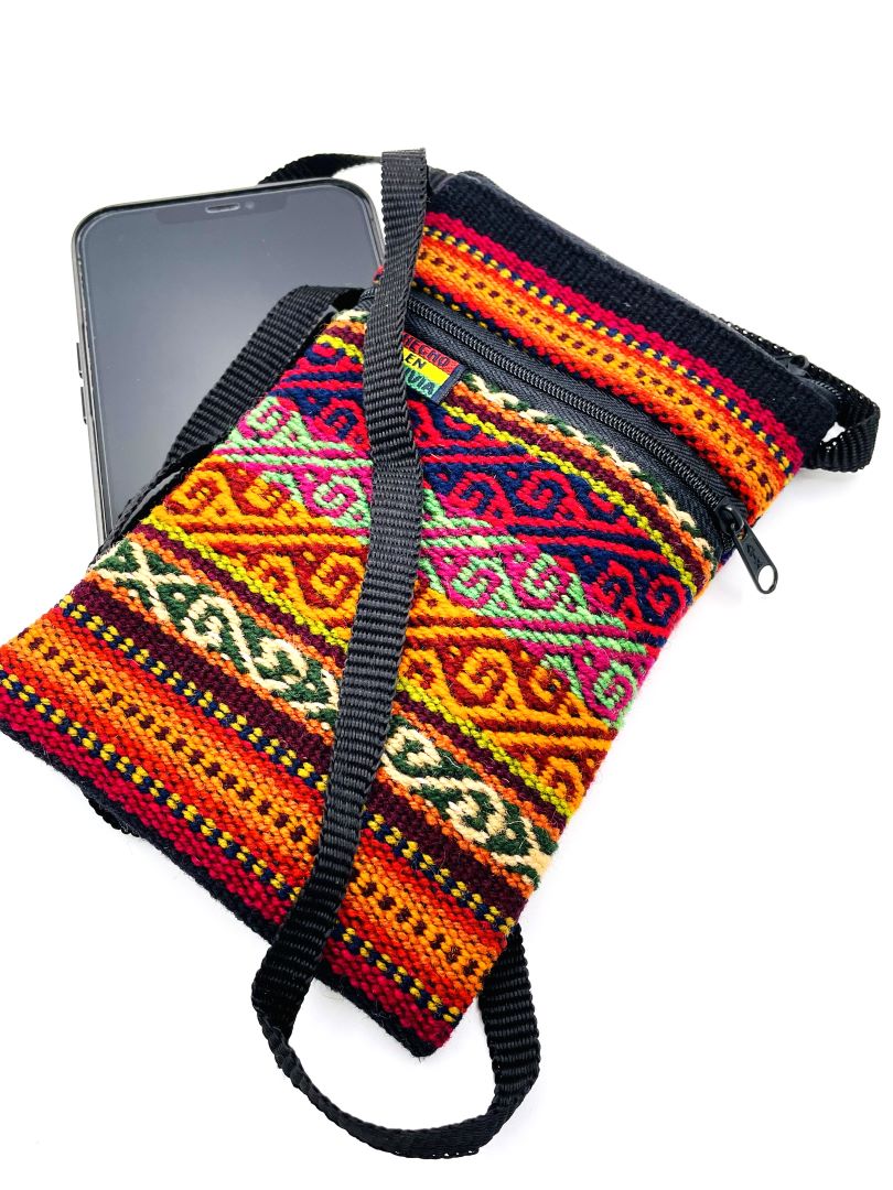 Bolivian Cellphone Crossbody Bag/Case - Rainbow Black