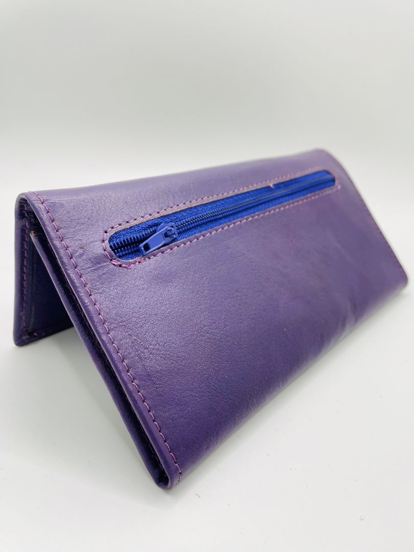 Genuine Purple Leather Wallet Aguayo, Purple, Peru