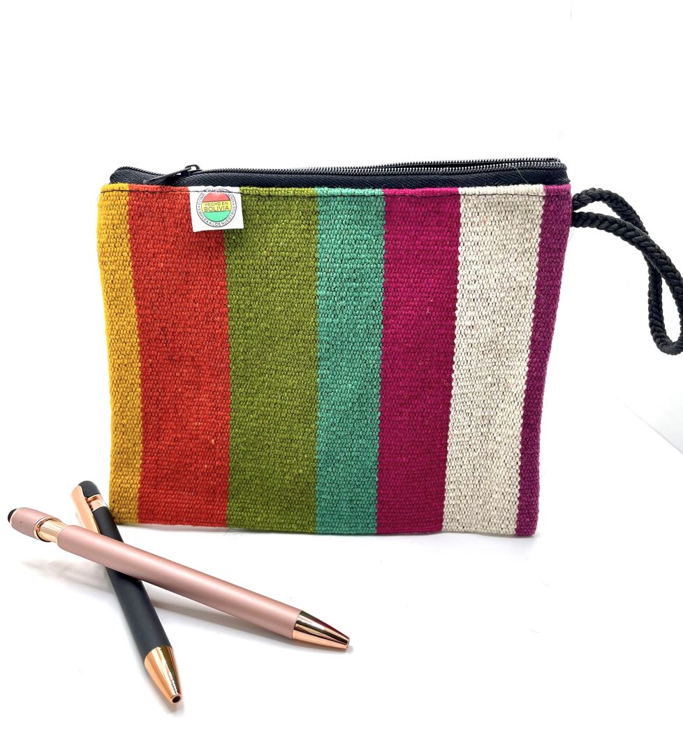 Clutch Aguayo Bag - Rainbow stripes, Bolivia