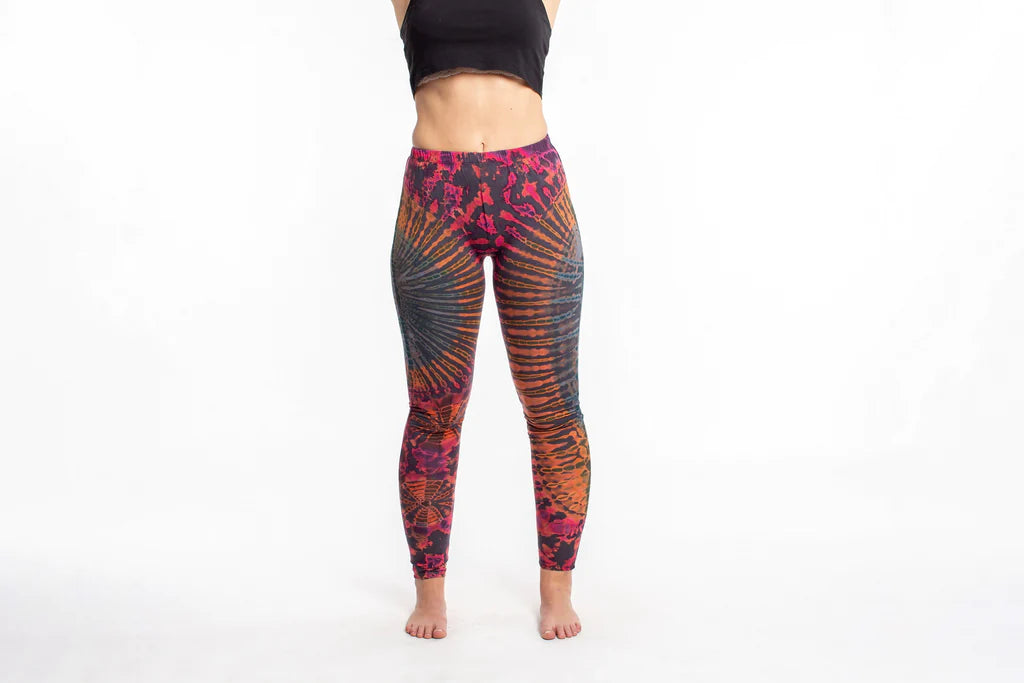 Women's Tie Dye Yoga Leggings - Gray and Pink, Thailand