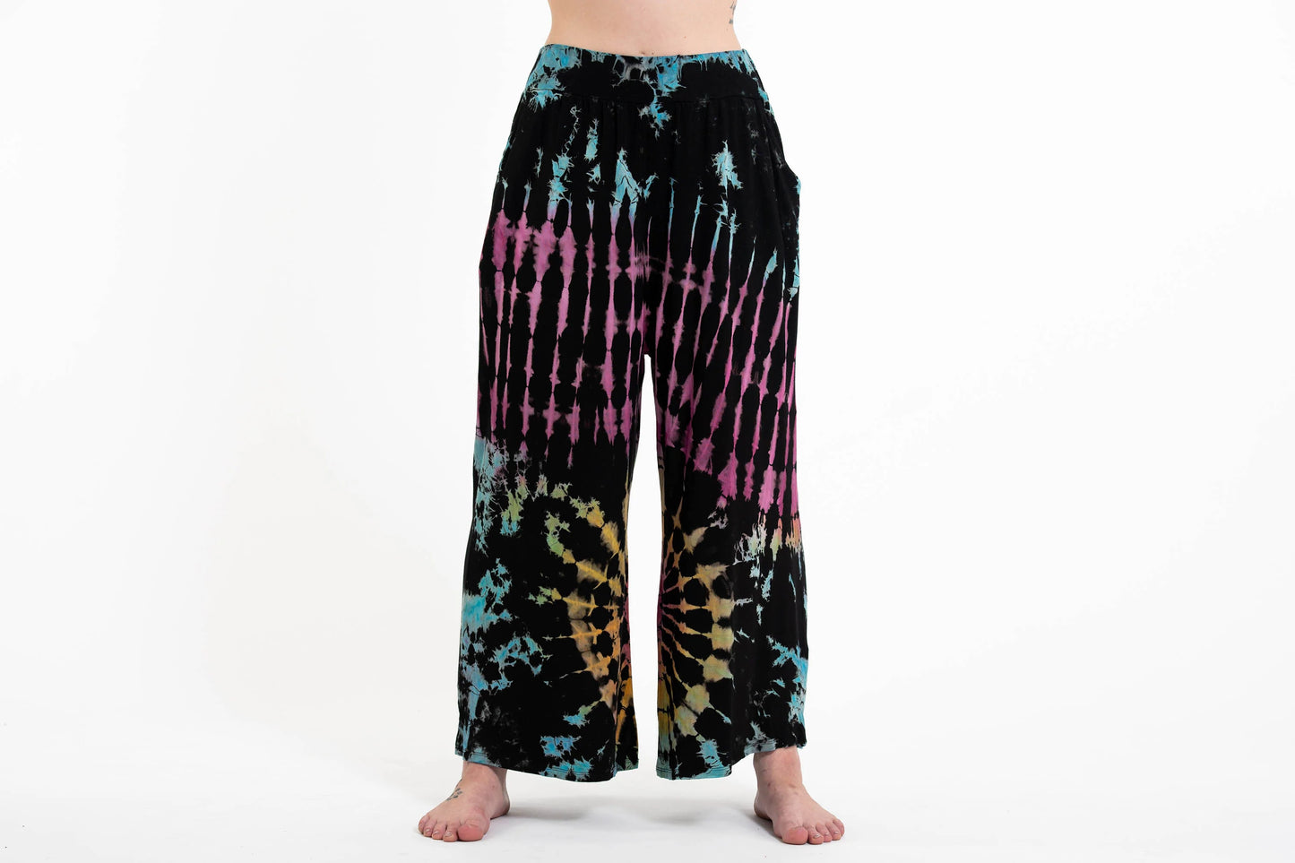 Women's Tie Dye Cotton Wide Leg Palazzo Harem Pants, Thailand