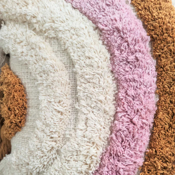 Hand Tufted Tassels Boho - Rainbow - Pillow Cover, India