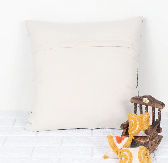 Hand Loom Woven - Texture Boho Stripe Pillow Cover - Black, Gray and Olive, India