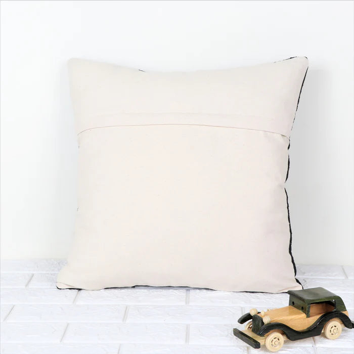 Hand Tufted Texture Boho Patch Work - Black, Ivory and Mustard - Pillow Cover