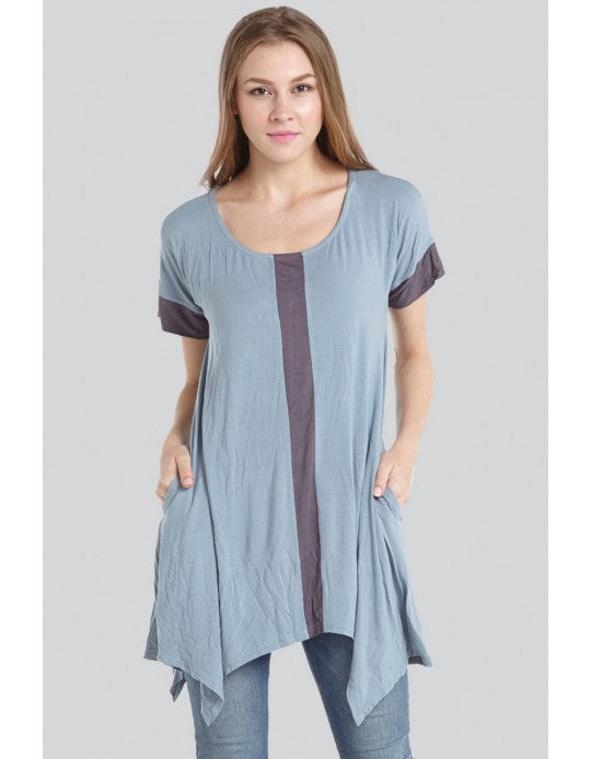Short Sleeves Tunic Top with pockets, Thailand