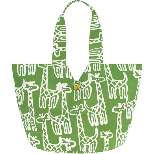 Basket Tote Bag: Giraffe - Olive-Organic