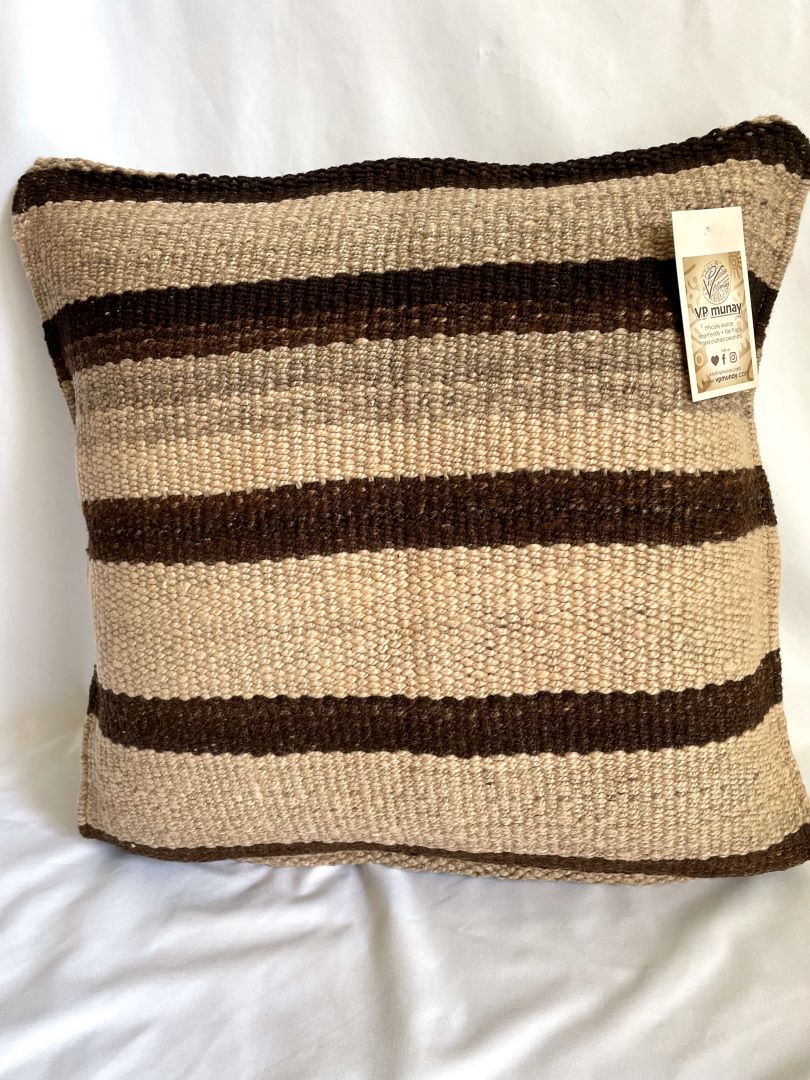 2 Throw Pillowcase, Aguayo's pillowcase, Natural and Black, Bolivia/Peru