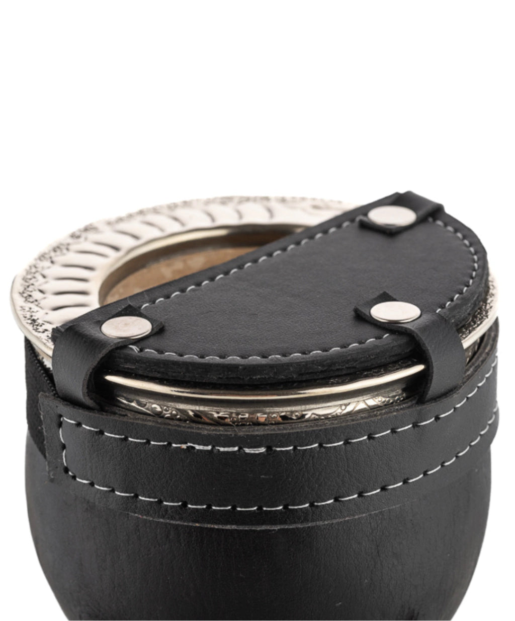 Mate Wind Protector Cover - Black Faux Leather Half Cover with Elastic- Outdoor Yerba Mate Accessory - Made in Argentine